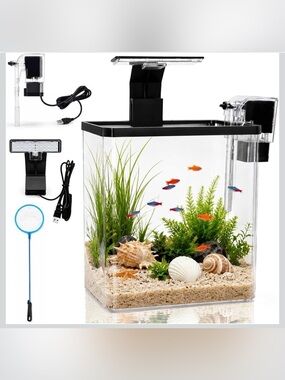 Aquarium Small Fish Tank Starter Kit 1.5 Gallon